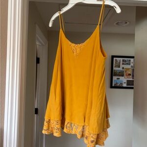 Alya Mustard Lace Hem Cami Top